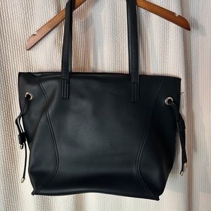 Black vegan leather purse
